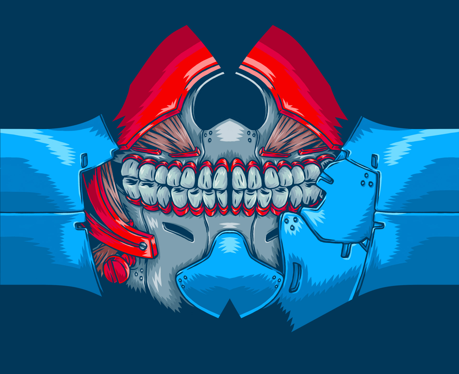 mask teeth blue